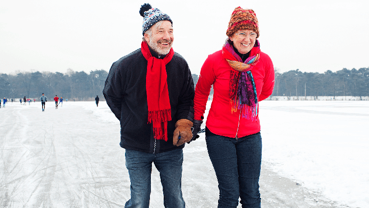 Eldery couple ice skating