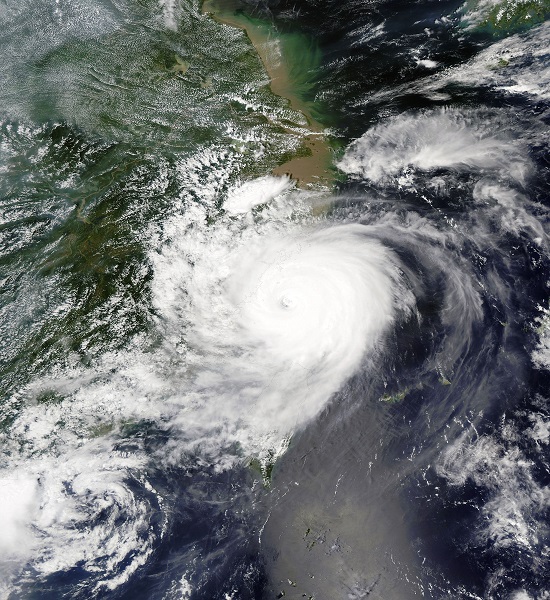 Satellite view of a hurricane